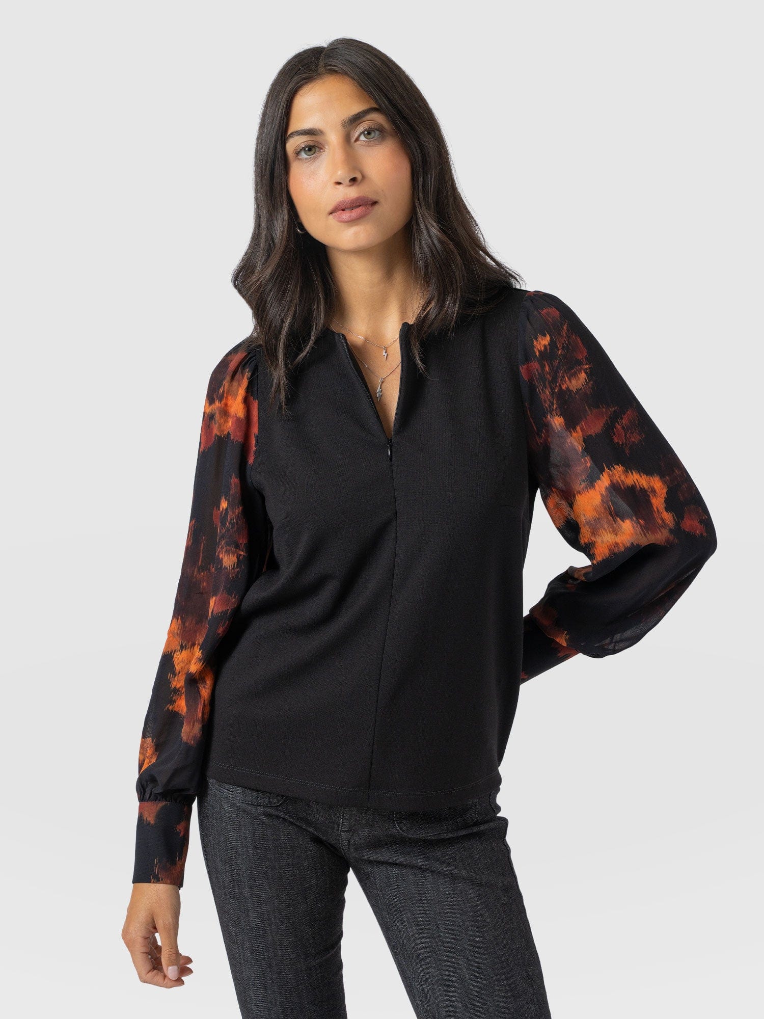 Esme Zip Up Top - Autumn Floral - Women's T-shirts | Saint + Sofia® EU